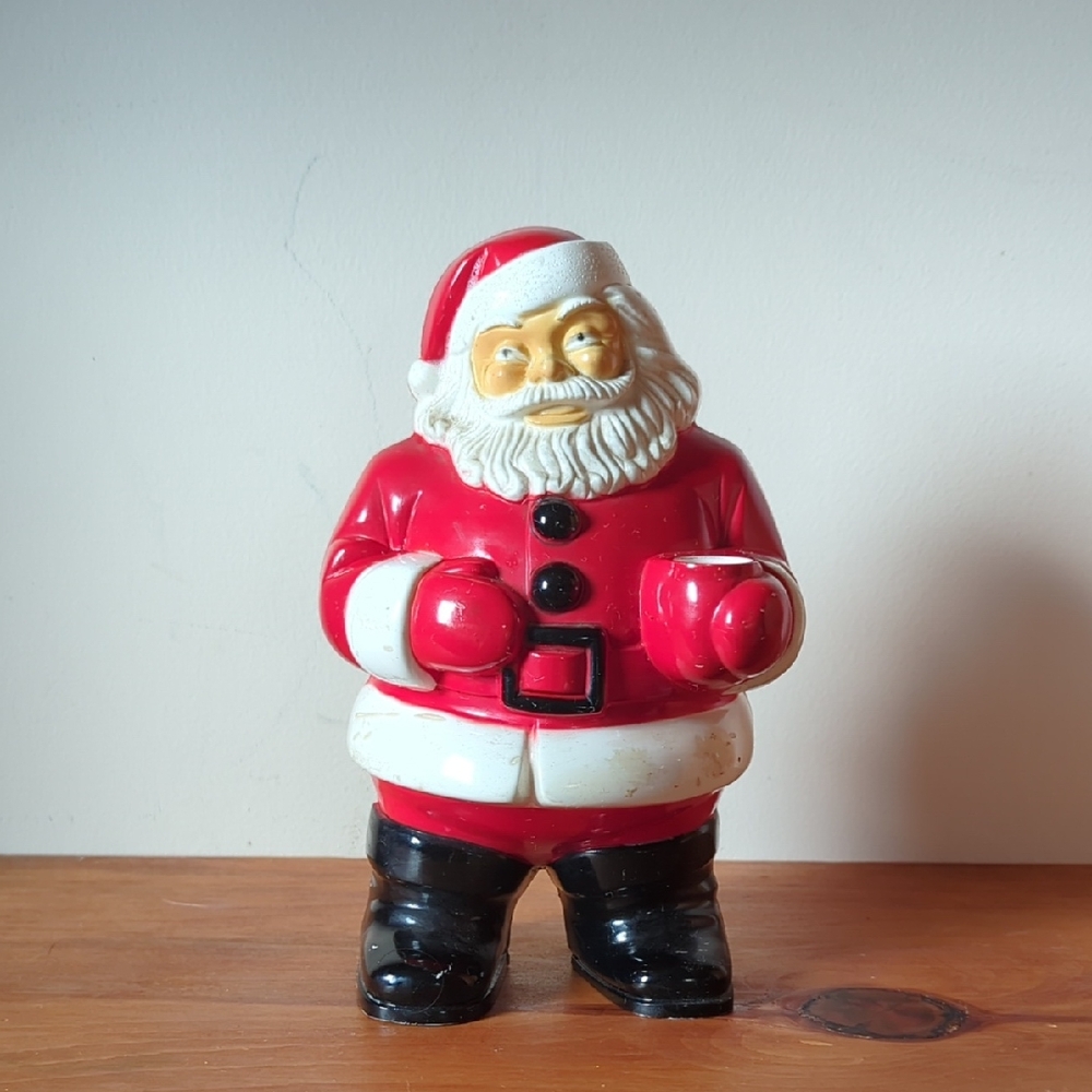 Vintage Royalite Hard Plastic Mold Santa Figure With Spot For Christmas Bulb